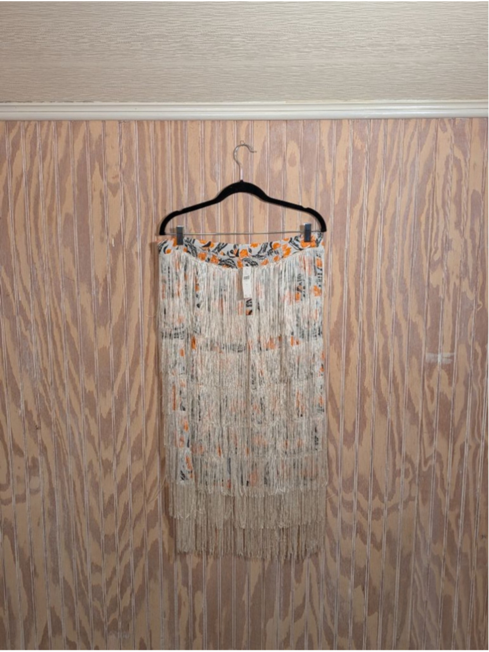 NWT Anthropologie Western Floral Midi Skirt With White Fringe L - Picture 2 of 9